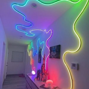 ریسه ال ای دی نئون فلکسی هوشمند  LED-NEON-RGB-IC مدل برنامه پذیر حساس بصدا پنج متری 5M