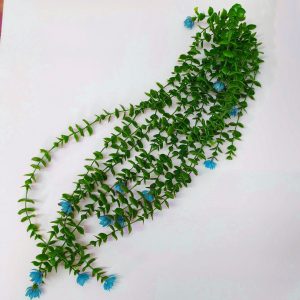 آویز ریسه شمشاد مصنوعی 14 شاخه گلدار آبی